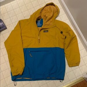 L.L. Bean Mustard and Teal Hooded Pullover